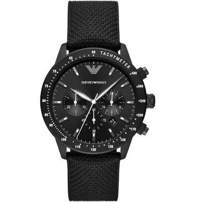 Emporio Armani Mario Chronograph Quartz Black Dial Nylon Strap Watch 